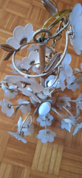 Lampadario vintage anni '60 fiori vetro