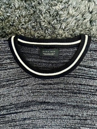 Jersey Zara Lurex Gris y Negro Talla M