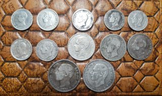 Lote 12 monedas plata de España