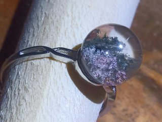 Anillo Cuarzo Jardín Natural (Lodolite) 9.5