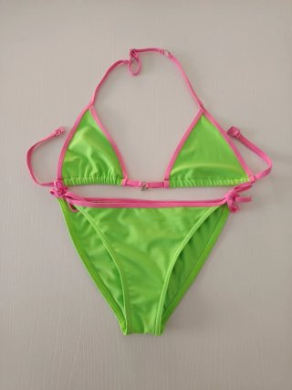 Bikini niña Banana Moon verde y rosa. Talla 12