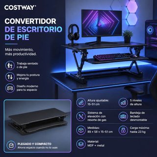 Convertidor escritorio de pie elevable Costway
