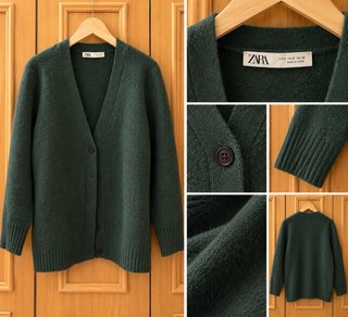 Cárdigan Zara verde talla S