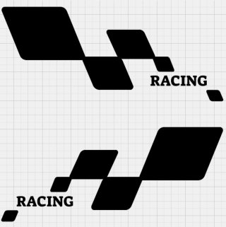 2 Pegatinas de Vinilo Bandera Cuadros Racing