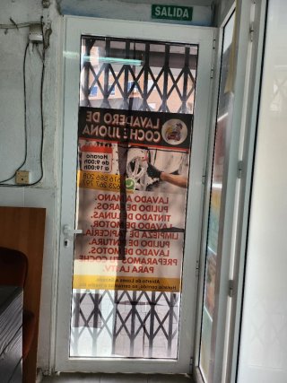 Puerta de Cristal con Reja Metálica