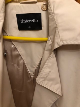 Gabardina Tintoretto Beige S capucha y cinturón
