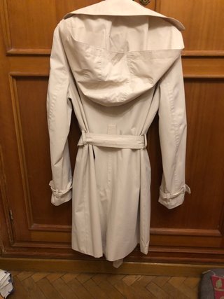 Gabardina Tintoretto Beige S capucha y cinturón