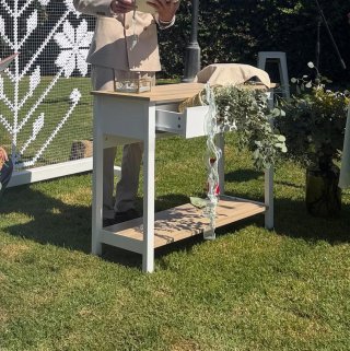 Consolle con mobile in legno e bianco