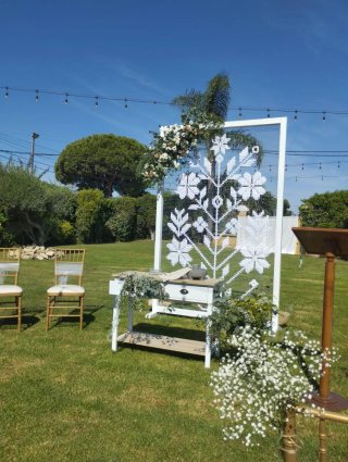 Consolle con mobile in legno e bianco