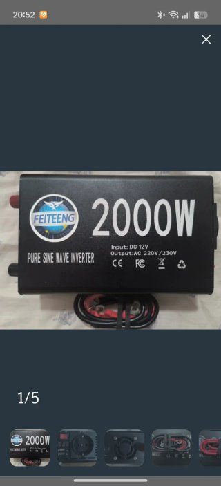 Inversor 2000W Onda Pura DC 12V a AC 220V/230V