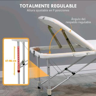 Camilla masaje plegable de aluminio de 3 zonas
