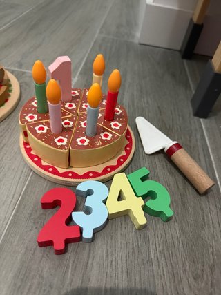 Juguete Tarta Madera Velas Números Pastel
