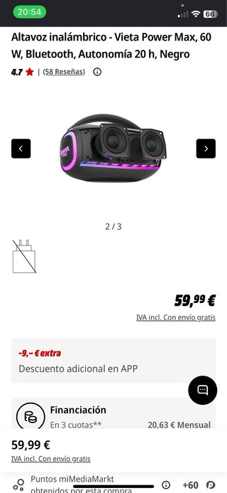 Altavoz Vieta Pro Power Max Negro Multicolor