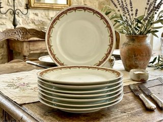 🇫🇷 Limoges 8 Platos Postre antiguos Art Noveau