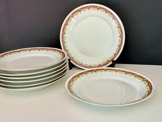 🇫🇷 Limoges 8 Platos Postre antiguos Art Noveau