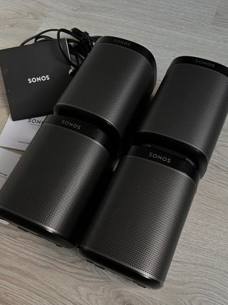 4x Colunas Som WiFi Sonos Play:1 Pretas
