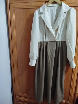 Vestido largo beige y marrón