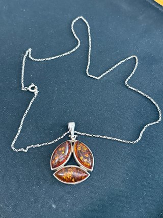 Collar/Colgante Plata 925 vintage • Ambar Natural