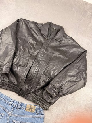 Chaqueta de Cuero Negra Hombre Talla L