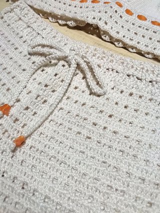 Conjunto Crochet Top y Short Algodón T.M-36 NUEVO