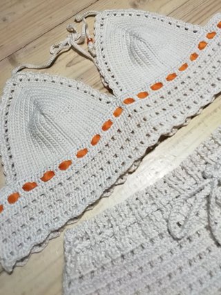 Conjunto Crochet Top y Short Algodón T.M-36 NUEVO