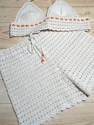 Conjunto Crochet Top y Short Algodón T.M-36 NUEVO