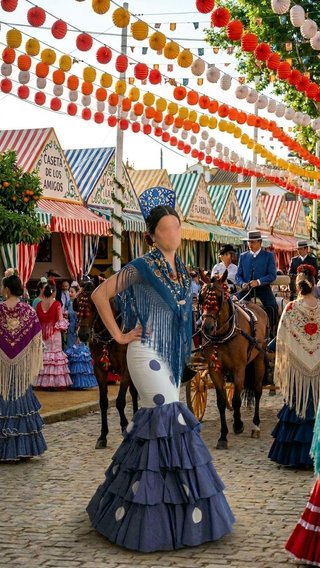 Traje de flamenca en tonos azules talla 36