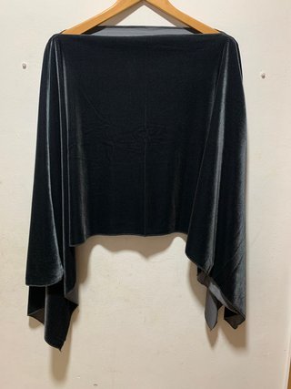 Chal Poncho de Terciopelo Gris Oscuro