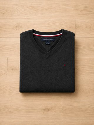 Jersey Tommy Hilfiger Gris Cuello V Talla M