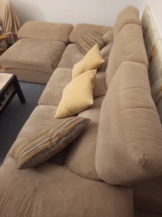 Sofá chaise longue reversible beige