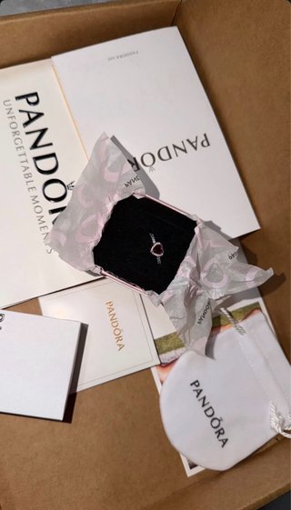 Anillo Pandora Corazón Rojo Plata