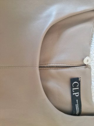 Vestido Efeito Napa CLP Bege Tamanho M