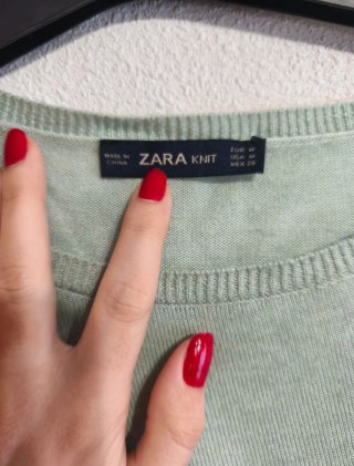 Jersey Verde de Punto Fino Zara