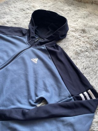 Adidas Zip Up Hoodie Blue Colorblock Logo M