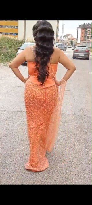 Vestido boda gitana Naranja con Pedrería
