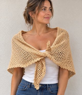 Chal de Crochet Beige