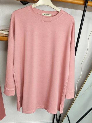 Camiseta rosa manga larga mujer