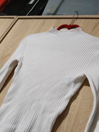 Jersey Blanco de Canalé liso corto