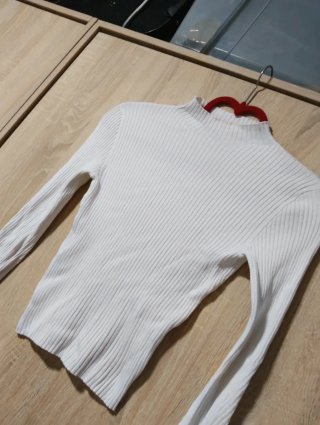Jersey Blanco de Canalé liso corto