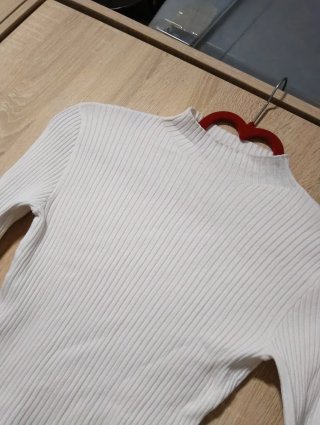 Jersey Blanco de Canalé liso corto