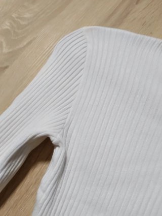 Jersey Blanco de Canalé liso corto