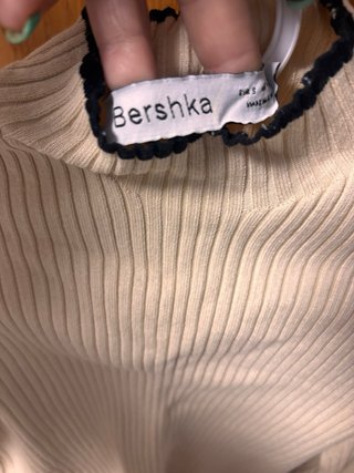 Jersey canalé beige y negro talla S