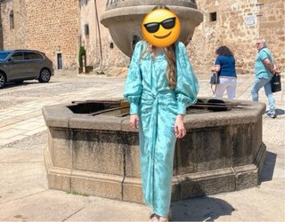 Vestido Satinado Pedro del Hierro Turquesa