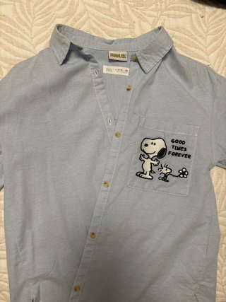 Camisa Celeste Snoopy Zara