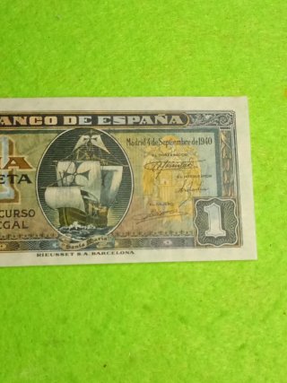Billete de Una Peseta de 1940 sin circular.