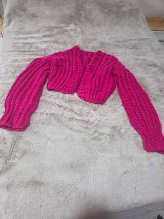 Chaqueta de punto rosa talla única hecha a mano
