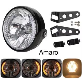 Farol Para Moto/Mota Cafe Racer/Scrambler Com Pisc