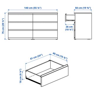 Cómoda de 6 cajones blanca STORKLINTA Ikea NUEVA