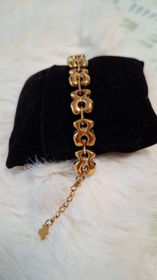 Pulsera dorada de acero eslabones diseño único