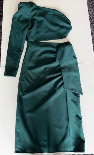 Vestido de fiesta asimétrico (verde oscuro) XS